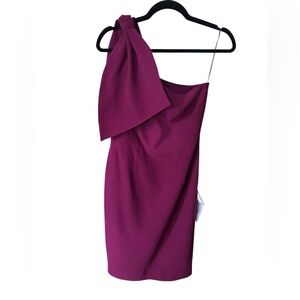 Dress the Population Elegant Magenta One-Shoulder Dress size L